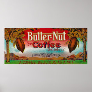 Butternuss-Kaffee LabelOmaha, Ne Poster