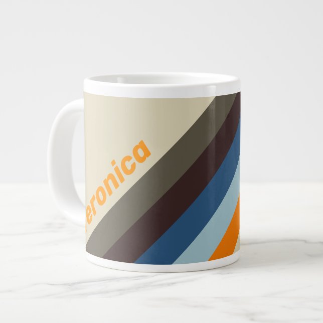 Butternut Fade Stripes with Name Ping Pong Paddle Jumbo-Tasse (Vorderseite Links)