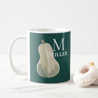 Butternut-Kürbis-Thanksgiving-Party-Monogramm Kaffeetasse