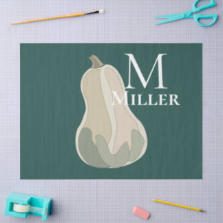 Butternut-Kürbis-Thanksgiving-Party-Monogramm Seidenpapier