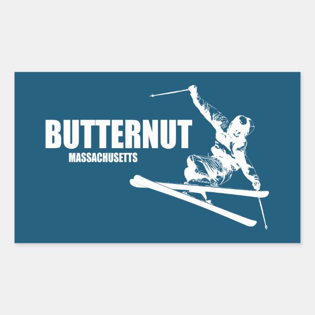 Butternut Ski Resort Skier Rechteckiger Aufkleber (Vorderseite)