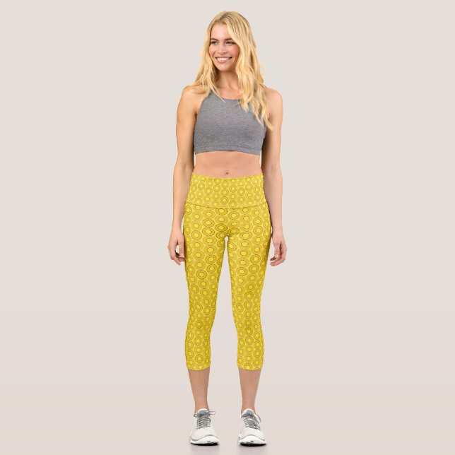 Butterscotch Retro Donuts Capri Leggings (Vorderseite)