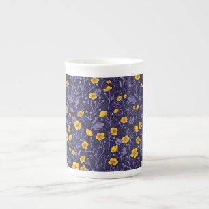 Buttertassen, gelb und violett prozellantasse