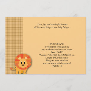 Buttertoffee-Löwe-Baby-Mitteilung Ankündigung