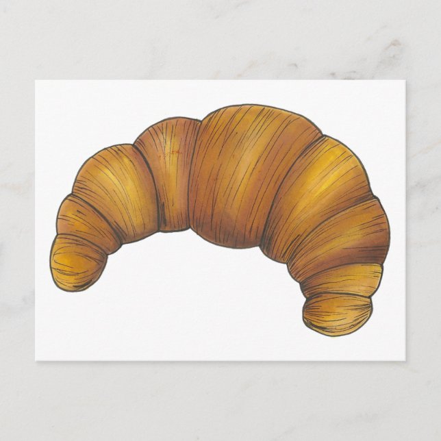 Buttery Flaky Hot Croissant Pastry French Food Postkarte (Vorderseite)