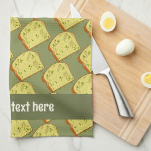 Buttery Knoblauch Brot mit Kräutern - Name / Text Geschirrtuch