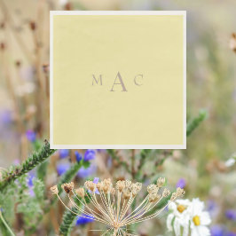 Buttery Yellow Monogram Wedding Cocktail Serviette