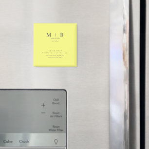 Buttery Yellow Monogram Wedding Save the Date Magnet