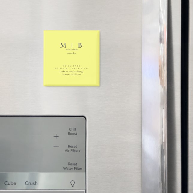 Buttery Yellow Monogram Wedding Save the Date Magnet (In Situ (Kühlschrank))