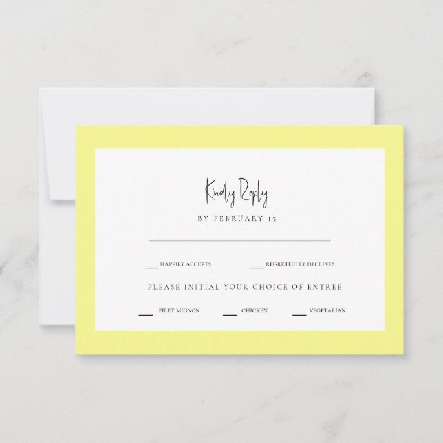 Butteryellow Dinner Optionen UAWG RSVP Karte (Vorderseite)