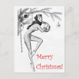 Button als Weihnachtsbaumdekoration, Vintag Postkarte