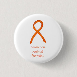 Button "Animal Protection Orange Awareness Ribbon"