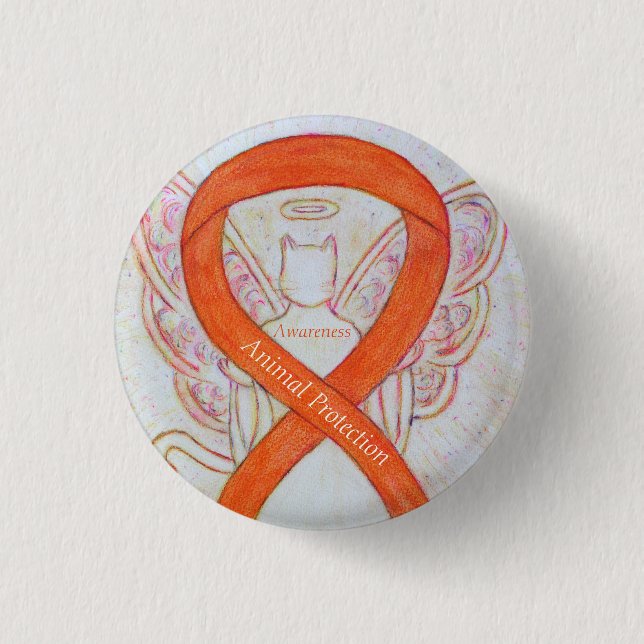 Button "Animal Protection Orange Awareness Ribbon" (Vorderseite)