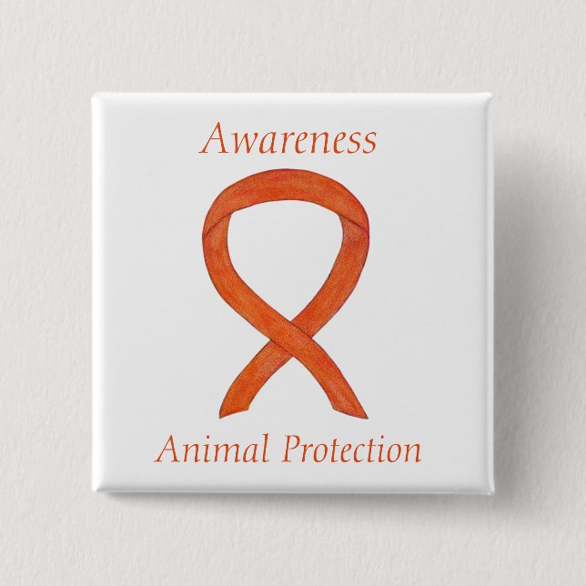 Button "Animal Protection Orange Awareness Ribbon" (Vorderseite)