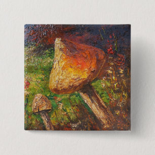 Button Ann Hayes Painting Mushroom