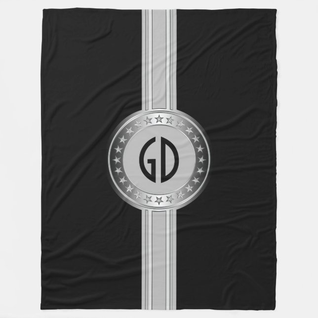 Button Banner Stars - Silber + Ihre Ideen Fleecedecke (Vorderseite)