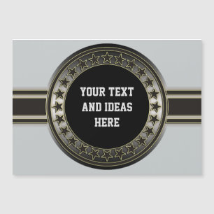 Button / Banner - Sterne silber schwarz + Ihr Back Magnetkarte