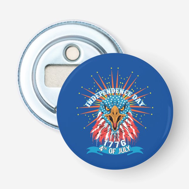 Button Bottle Opener American beautiful Eagle Blue Flaschenöffner (Vorderseite)