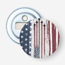 Button Bottle Opener grunge American Flag Aircraft