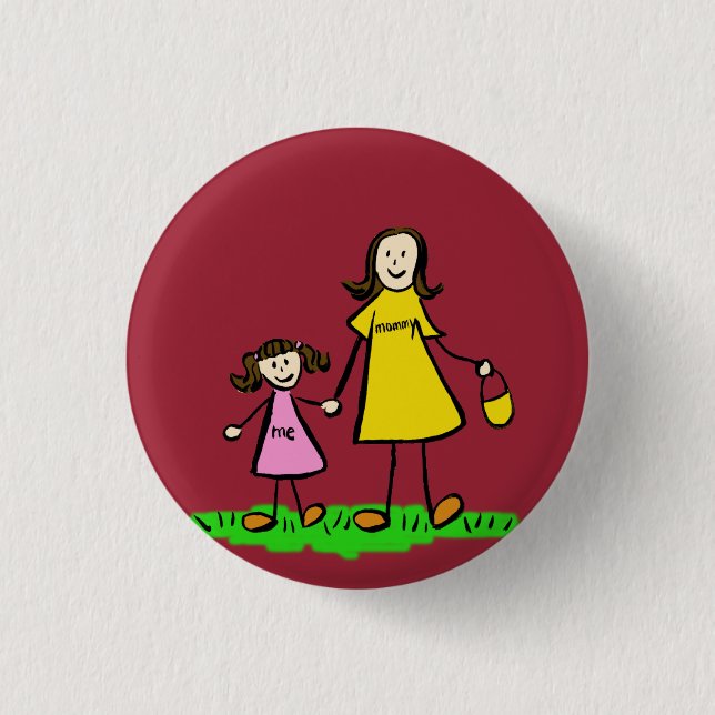 Button-Buttone für Mutter und Tochter-Familie Button (Vorderseite)