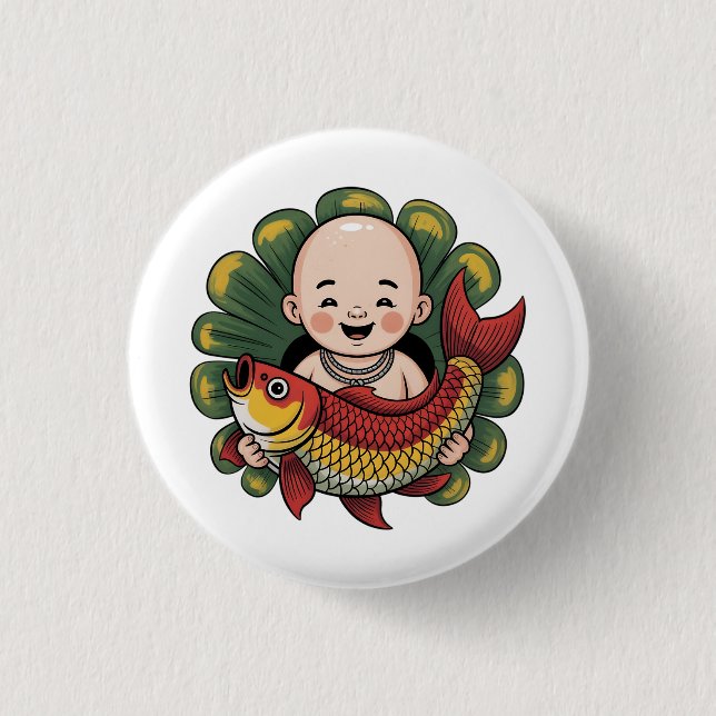 Button | Chloe Baby - Niedlicher Junge mit Lucky K (Vorderseite)