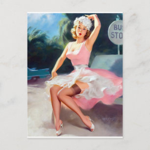 Button der Bushaltestelle Postkarte