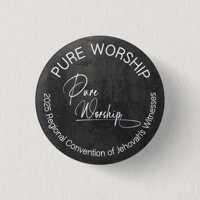 Button der reinen Verehrung in Schwarz und Weiß (Vorderseite)