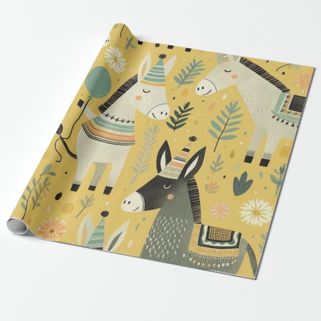 Button des Schwanzes auf dem Donkey Wrapping Paper Geschenkpapier (Ungerollt)