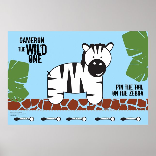 BUTTON des Schwanzes auf der Zebra Safari Geburtst Poster (Vorne)