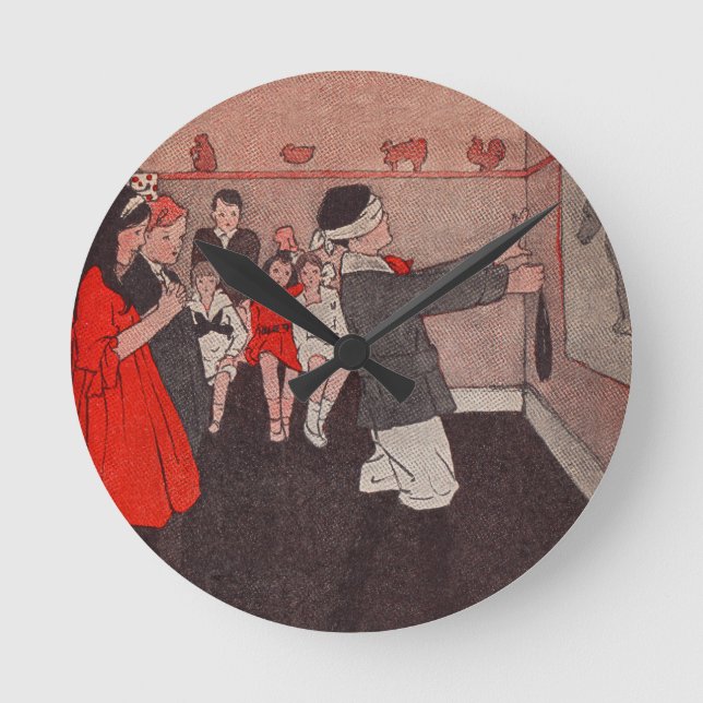 Button des Schwanzes Donkey Runde Wanduhr (Vorderseite)