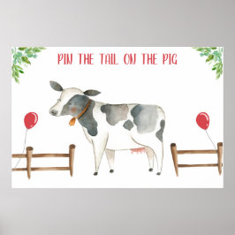 Button des Schwanzes Kuh Farm Tiere Boy Birthday P Poster