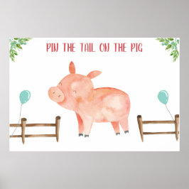Button des Schwanzes Schweinezüchter Boy Birthday Poster