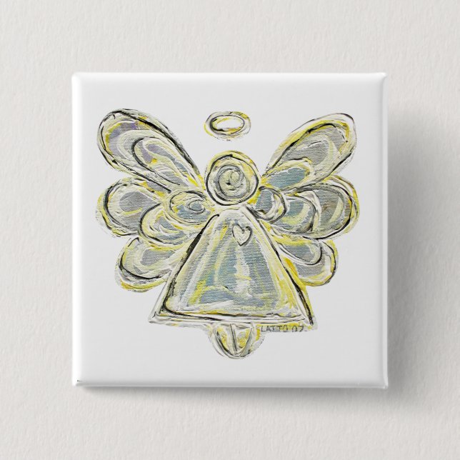Button des Silberleuchters Angel Art Button (Vorderseite)