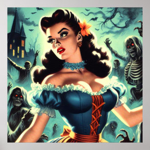 Button des Vintagen Horrors Poster