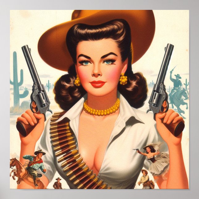 Button des Vintagen Westerns Poster (Vorne)
