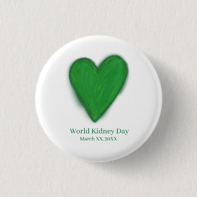 Button des World Kidney Day Green Awareness Ribbon (Vorderseite)