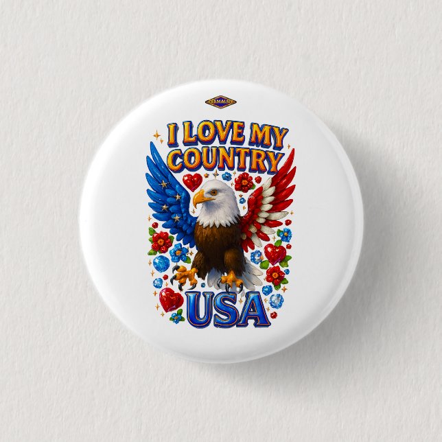 Button Design: I Love My Country - USA (Vorderseite)