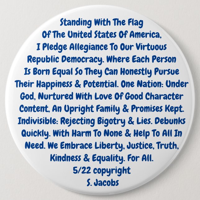 Button-Erinnerung zum Leben unserer heiligen Werte Button (Vorderseite)