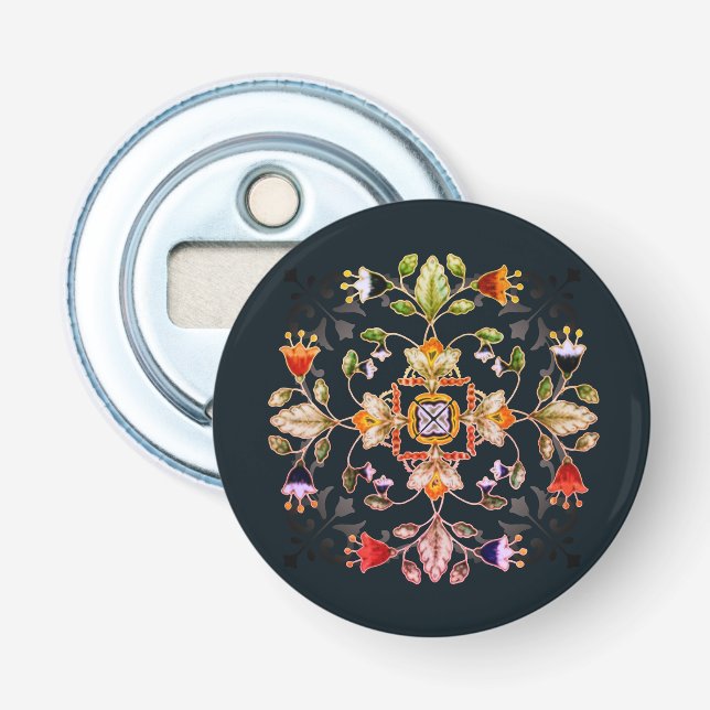 Button Flaschenöffner - Fiori Dunkel (Vorderseite)