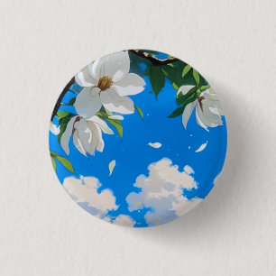 Button--Floral Serie Weiße Magnolie Button