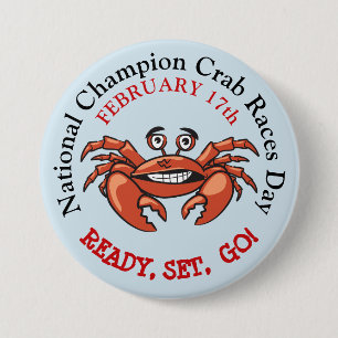 Button für den National Champion Crab Races Day