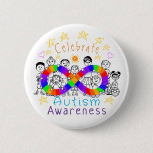Button für die farbenfrohe Celebrate Autismus Awar