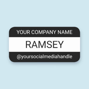 Button für die Sicherheit von Schwarzweiß-Nametag 