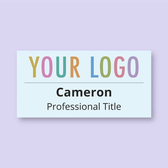 Button für hellblaue Namen mit Logo Beruflich (MISOOK 3 x 1.5 inch Light Blue Name Tag with Logo)