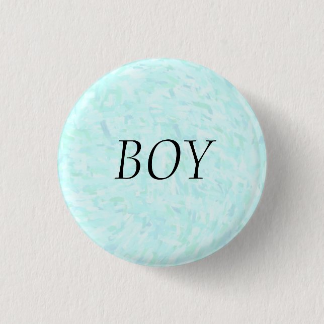Button "Gender Reveal Blue Confetti "BOY" (Vorderseite)
