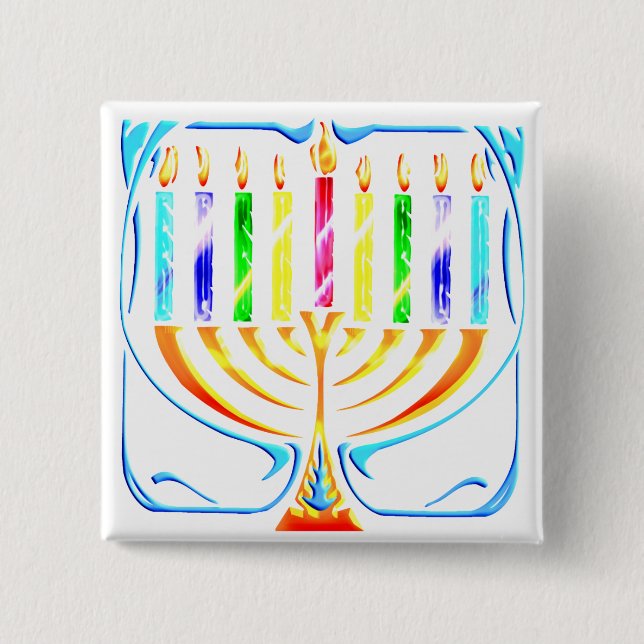 Button: Hanukkah Menorah - Chanukah Menorah Button (Vorderseite)