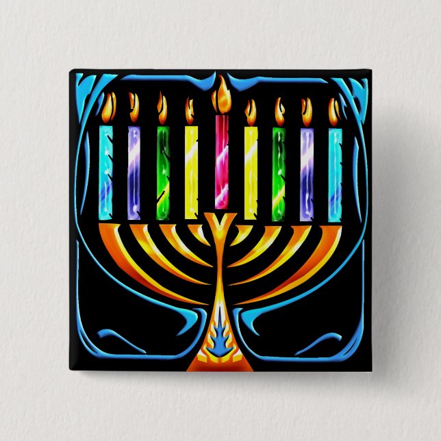 Button: Hanukkah Menorah - Chanukah Menorah Button (Vorderseite)