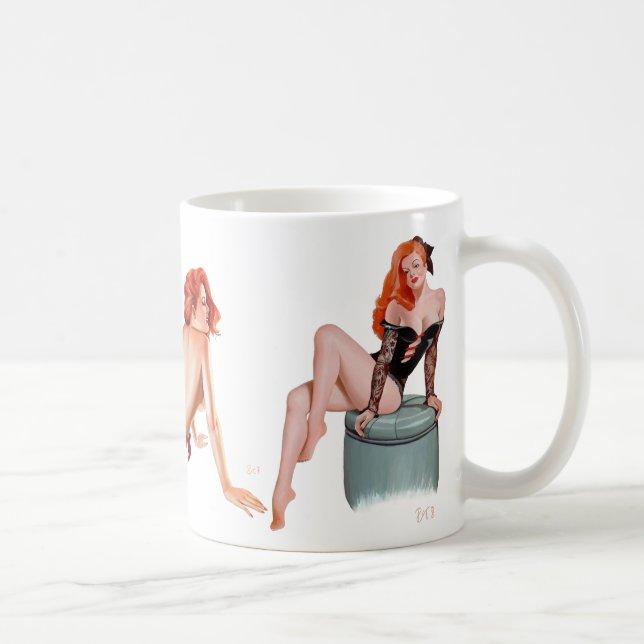 Button herauf Mädchen (Tasse) Kaffeetasse (Rechts)