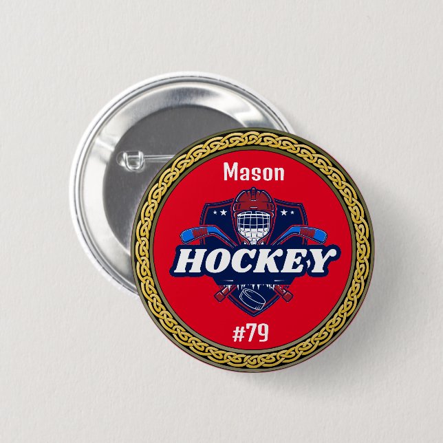 Button Hockey Geber - Personalisiert - Name hinzuf (Vorne & Hinten)