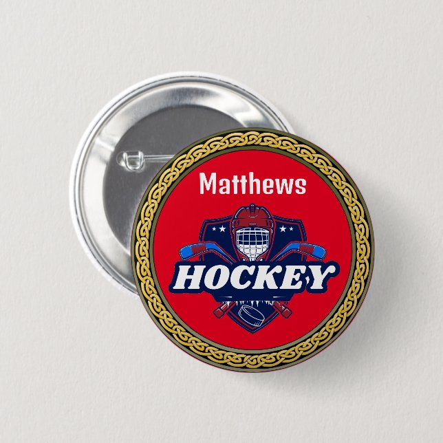 Button Hockey Geber - Personalisiert - Name hinzuf (Vorne & Hinten)